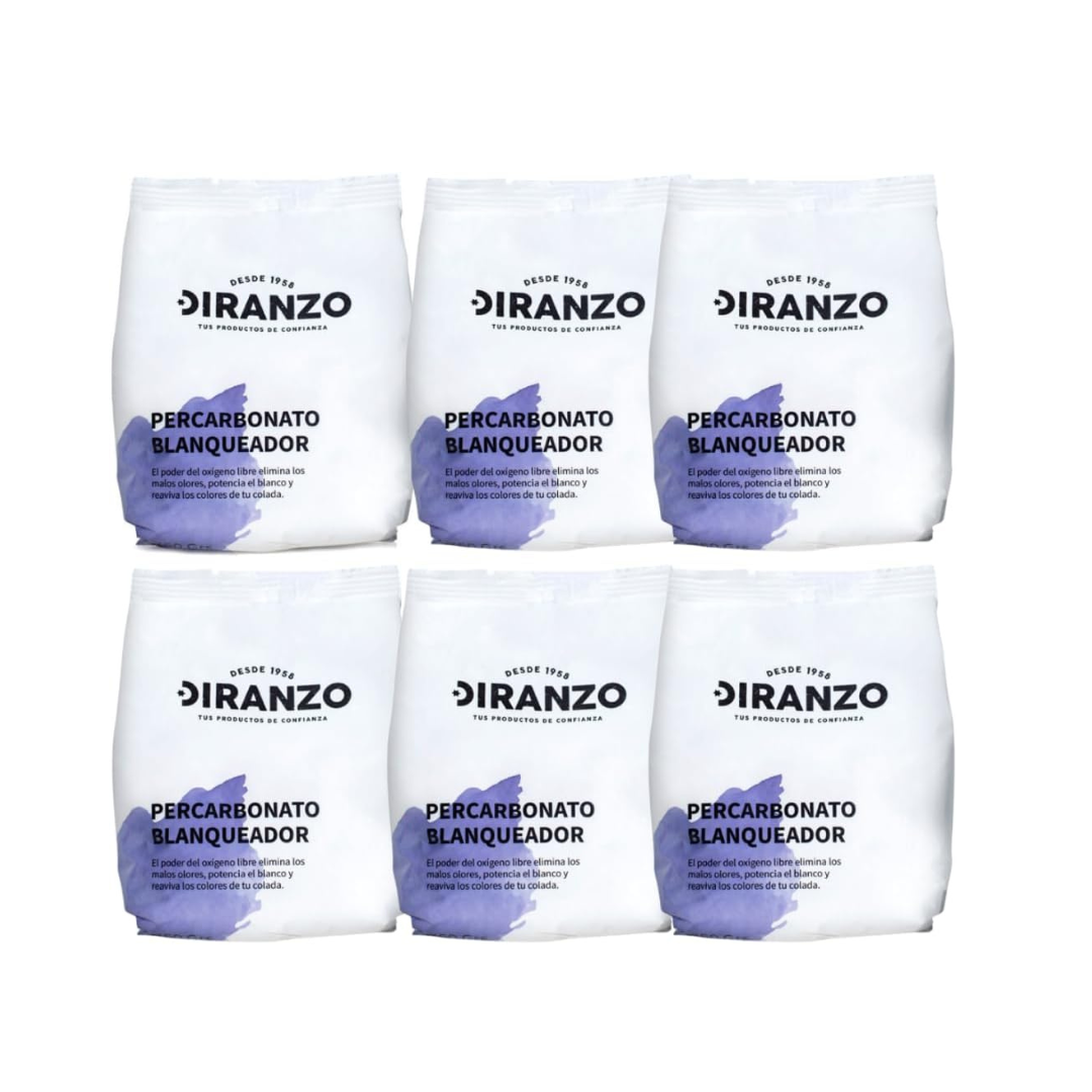 Percarbonato Blanqueador Diranzo Pack 6 unidades. 750g x 6. Total 4,5 Kg. Quitamanchas, Blanqueante y Elimina Olores y Grasa.