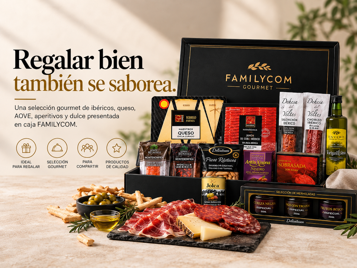 Cesta Gourmet para regalar - Lote gourmet con Ibéricos de regalo - Surtido de Bombones, chocolate, Embutidos, Aceite De Oliva Virgen - Regalos originales para El, Ella - Sin Alcohol