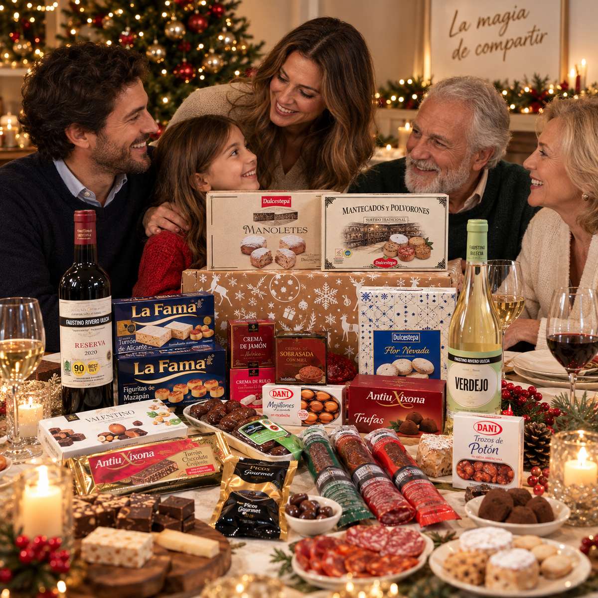 Cesta de Navidad para regalar - Lote gourmet con Ibéricos de regalo
