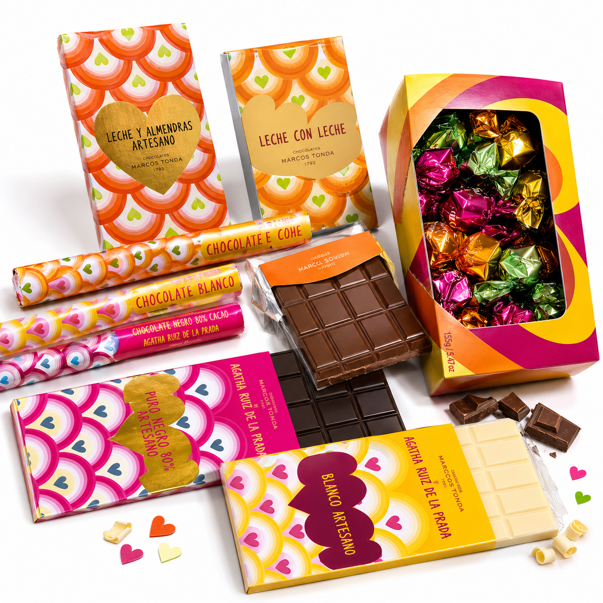 Caja Regalo Original - Cesta Gourmet de Chocolates para Regalar - Selección gourmet de 8 chocolates Premium: Surtido Bombones, Chocolates Blanco, negro, con Leche - Regalos originales Premium