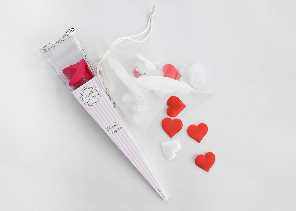 Regalo san valentin caja roja. Surtido con Chocolates originales de regalo. Bombones Ferrero Rocher. Peluche corazon, Rosa de Amor, Pluma Masaje, Cava ,Velas. San Valentin