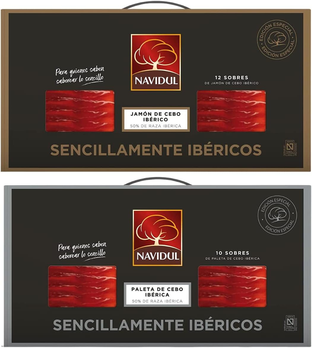 Pack Jamón Ibérico & Paleta de Cebo Ibérica Navidul 10x70g, Total 700gr (1400gr)