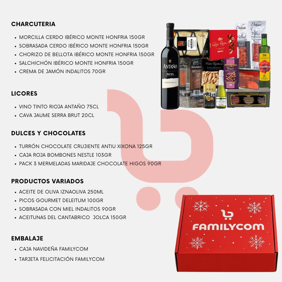 Cesta San Valentin para regalar. Lote Gourmet con Ibéricos de regalo. Empresa y Particular. Surtido de Bombones, chocolate, Vino, Embutidos, Aceite De Oliva Virgen. Regalo para parejas