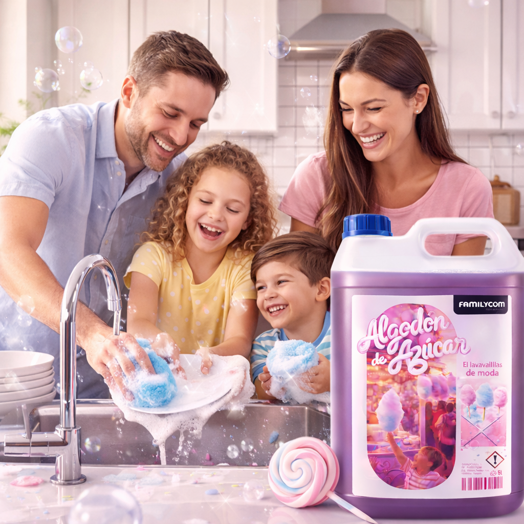 Lavavajillas a Mano 5L Algodón de Azúcar – Detergente Platos Ultra Espumoso, Desengrasante Potente, Perfume Intenso Duradero – Limpieza Profunda Cocina