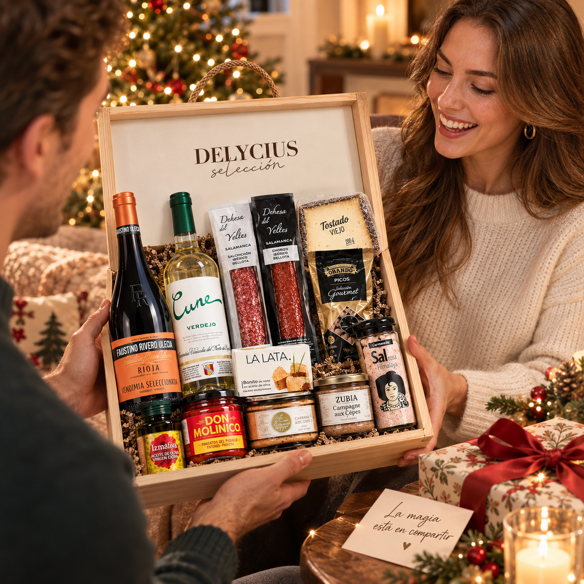 Cesta Navidad Gourmet para regalar Caja Madera
