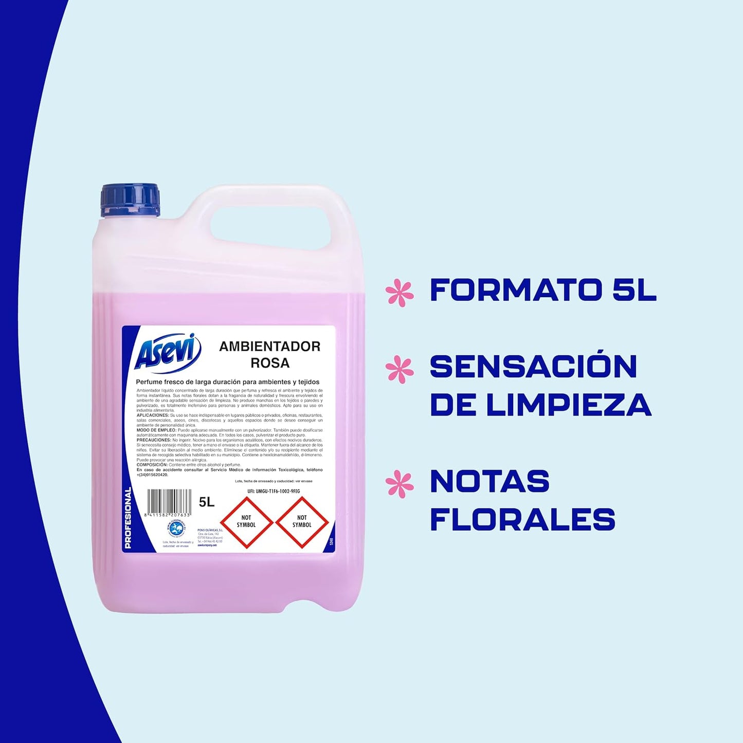 Asevi Profesional 20763 Ambientador Rosa - 5000 ml
