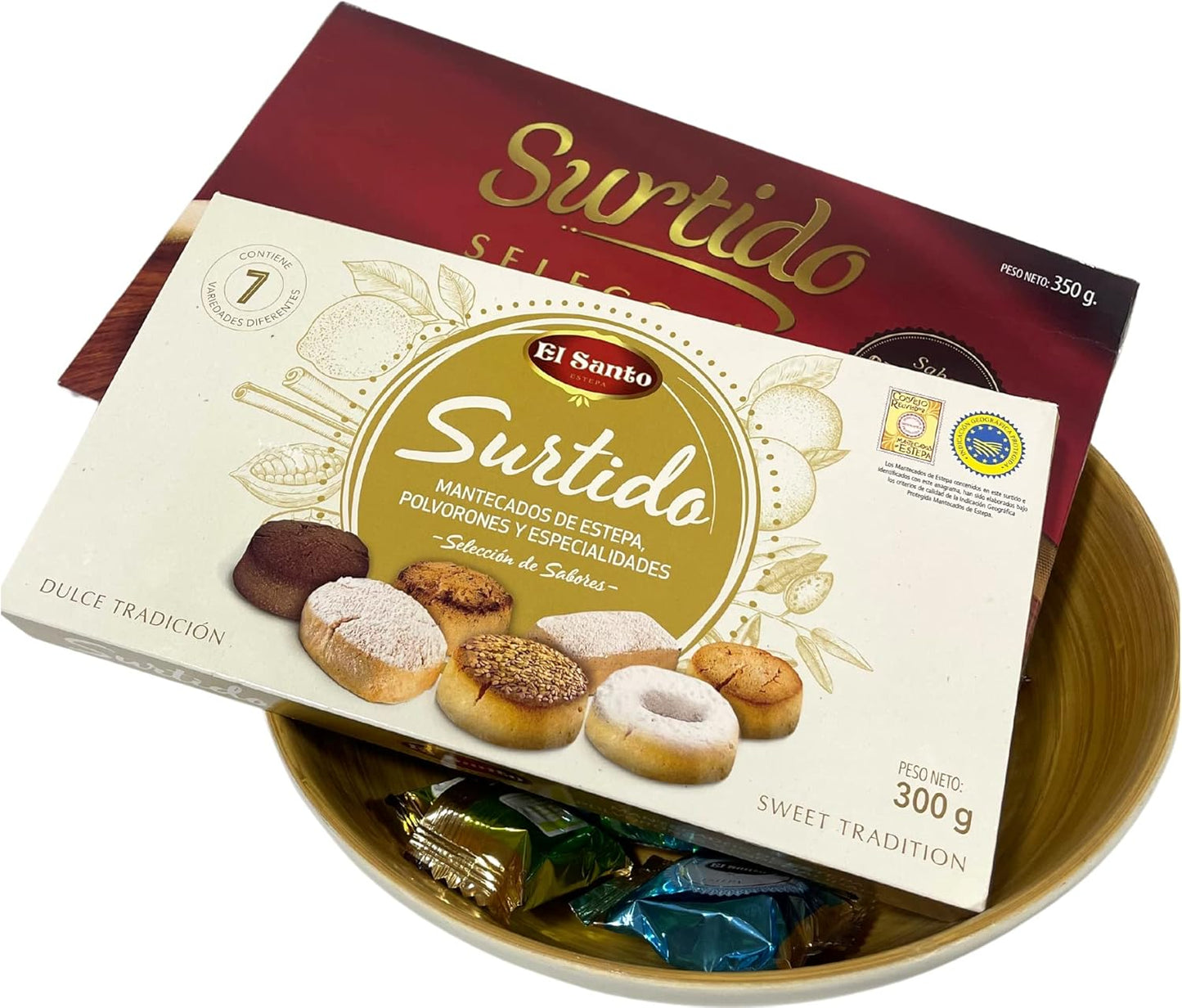 Mantecados y Polvorones El Santo, 2 Pack - 650 gr Surtido Selección de Chocolate y surtido Mantecados De Estepa.
