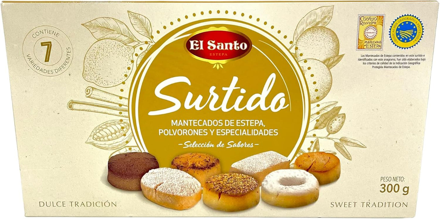 Mantecados y Polvorones El Santo, 2 Pack - 650 gr Surtido Selección de Chocolate y surtido Mantecados De Estepa.