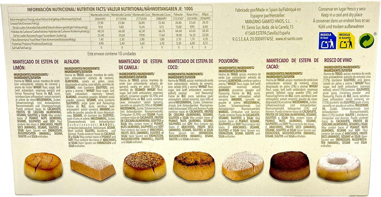 Mantecados y Polvorones El Santo, 2 Pack - 650 gr Surtido Selección de Chocolate y surtido Mantecados De Estepa.