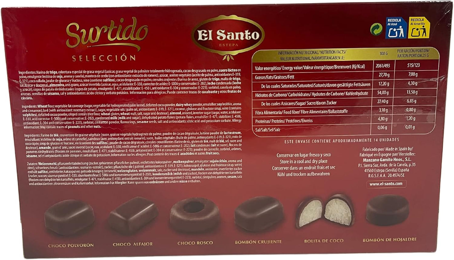 Mantecados y Polvorones El Santo, 2 Pack - 650 gr Surtido Selección de Chocolate y surtido Mantecados De Estepa.