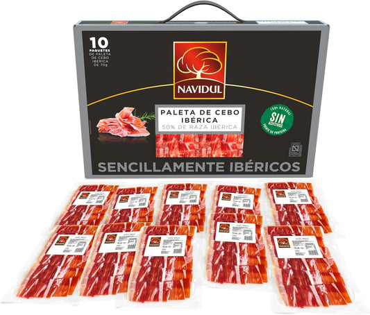 Navidul - Maletín de Paleta de Cebo Ibérica (50% raza ibérica) freshpack envasado al vacío - 10x70g, Total 700g