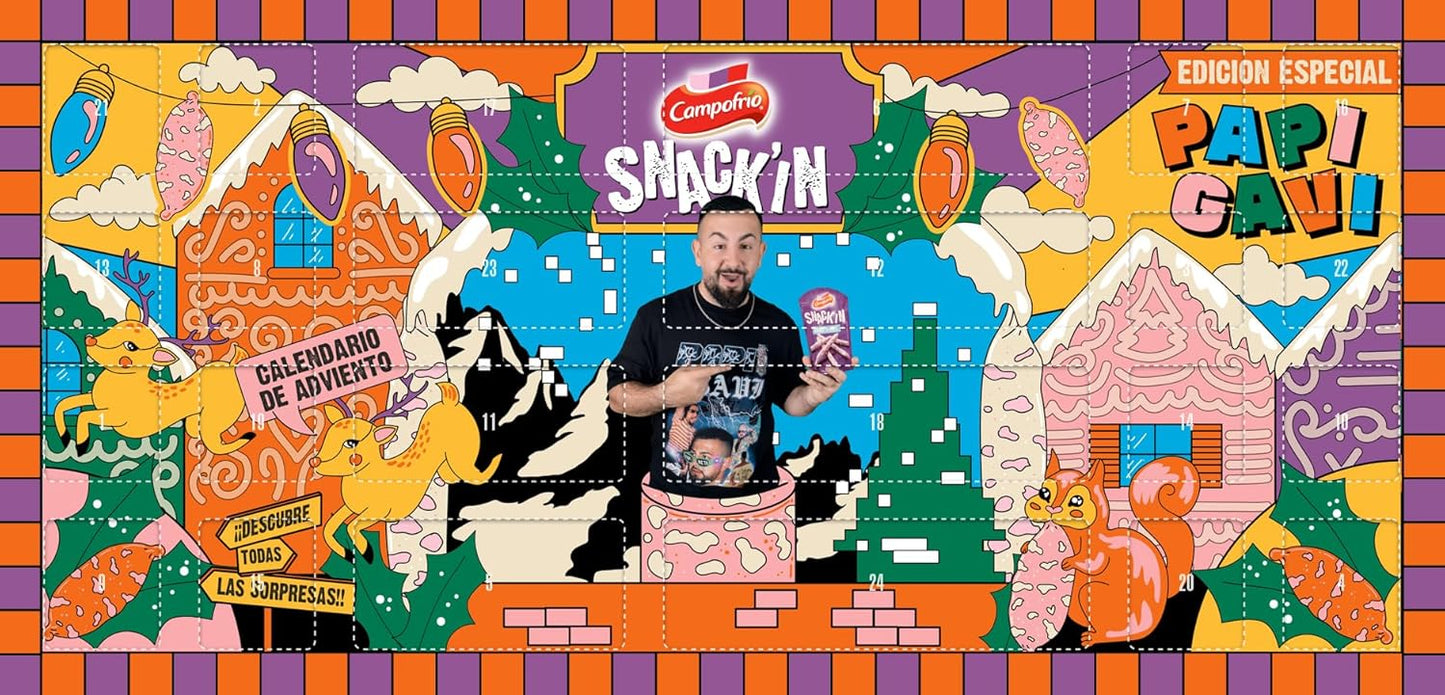 Calendario de Adviento Navidad Snack’IN Campofrío. Incluye fuetitos variados y sorpresas de Lola Lolita, 320 g