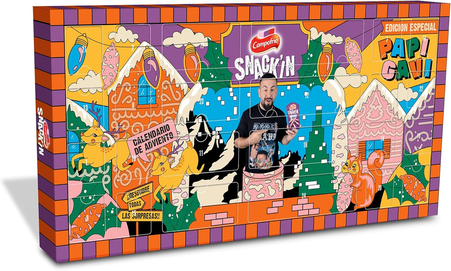 Calendario de Adviento Navidad Snack’IN Campofrío. Incluye fuetitos variados y sorpresas de Papi Gavi, 320 g