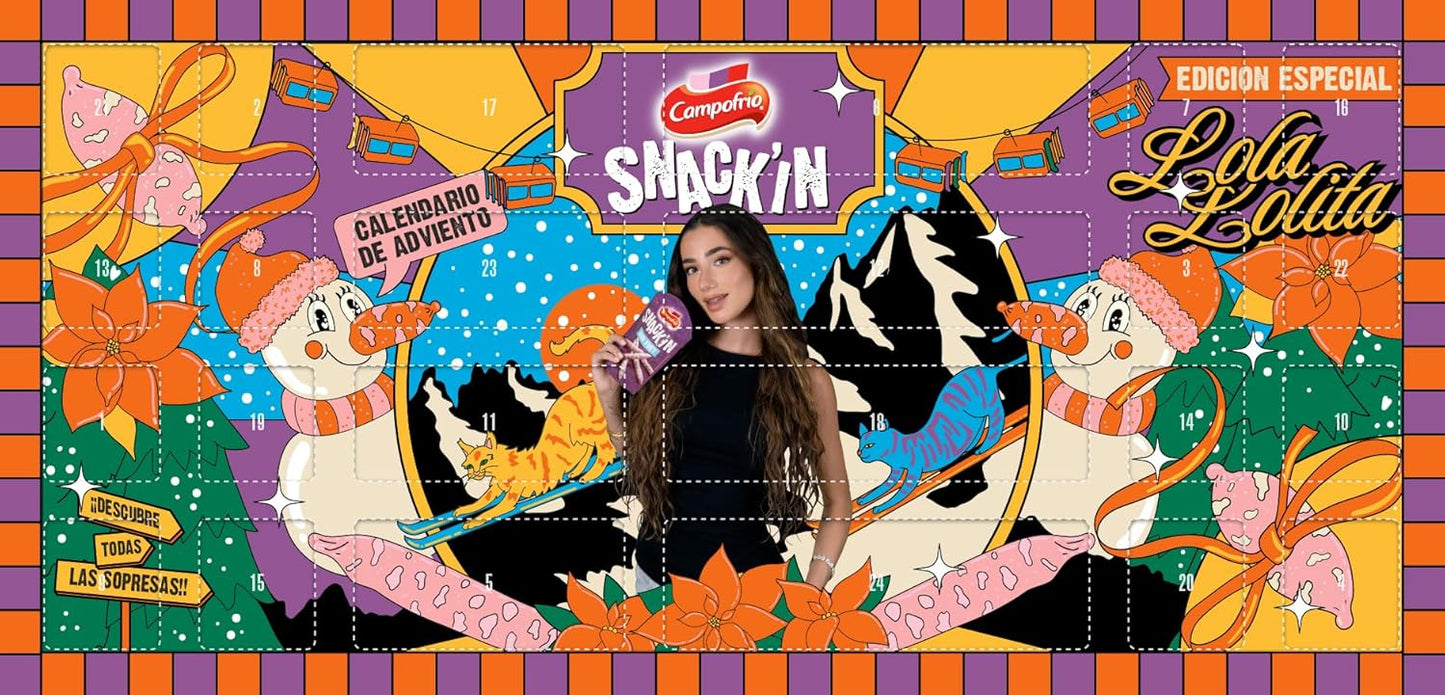 Calendario de Adviento Navidad Snack’IN Campofrío. Incluye fuetitos variados y sorpresas de Lola Lolita, 320 g