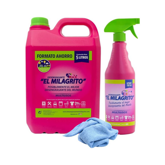 Pack Desengrasante El milagrito con trapo microfibra