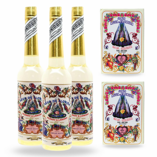 Agua florida Pack 3 Botellas de 270ml y 2 jabón 95g originario de Perú. Murray & LanMan.