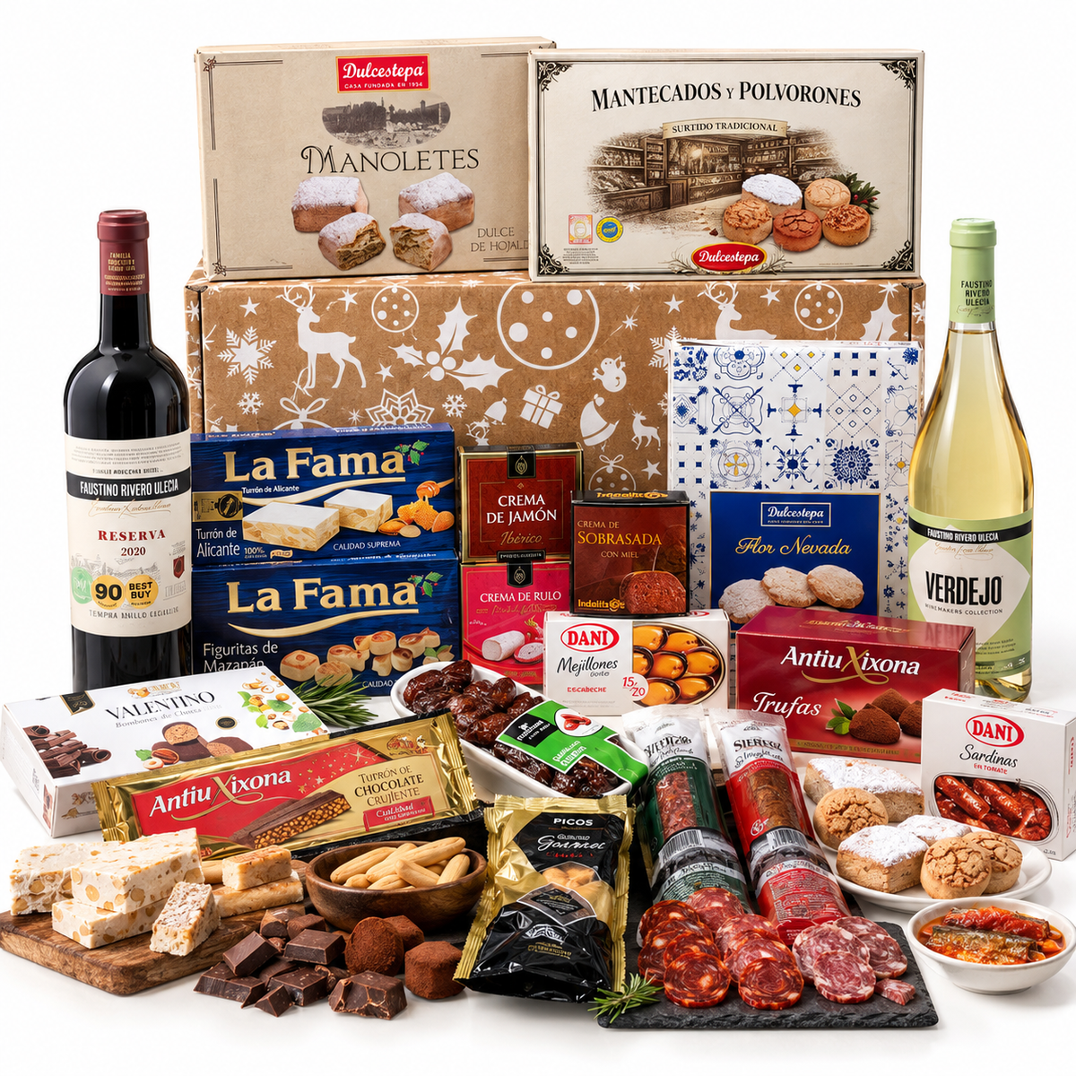 Cesta de Navidad para regalar - Lote gourmet con Ibéricos de regalo