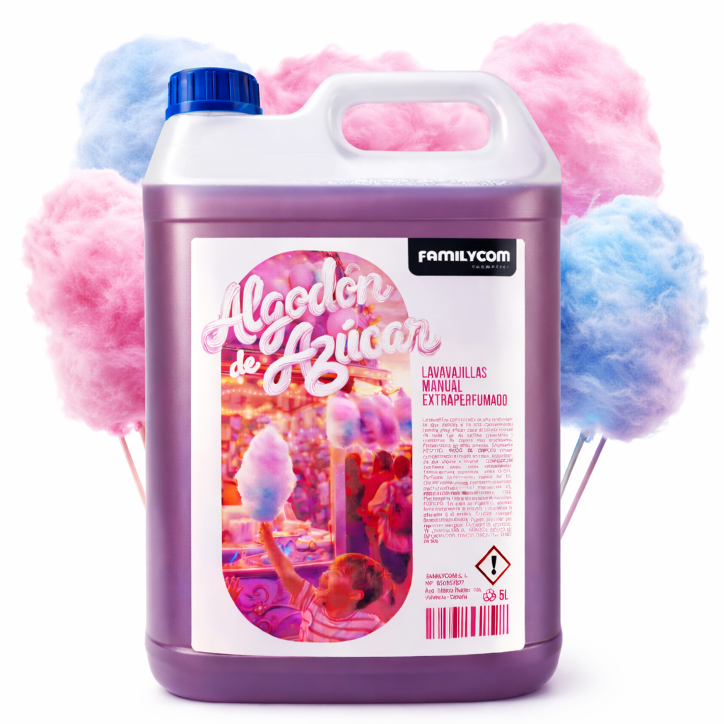 Lavavajillas a Mano 5L Algodón de Azúcar – Detergente Platos Ultra Espumoso, Desengrasante Potente, Perfume Intenso Duradero – Limpieza Profunda Cocina