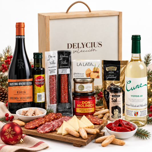 Cesta Navidad Gourmet para regalar Caja Madera