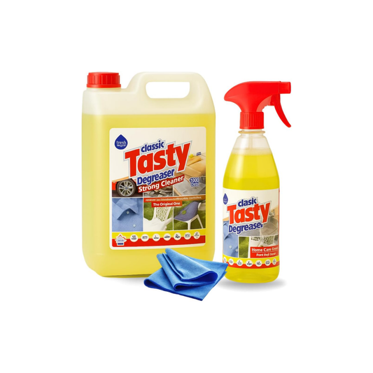 Pack Desengrasante Tasty con trapo microfibra