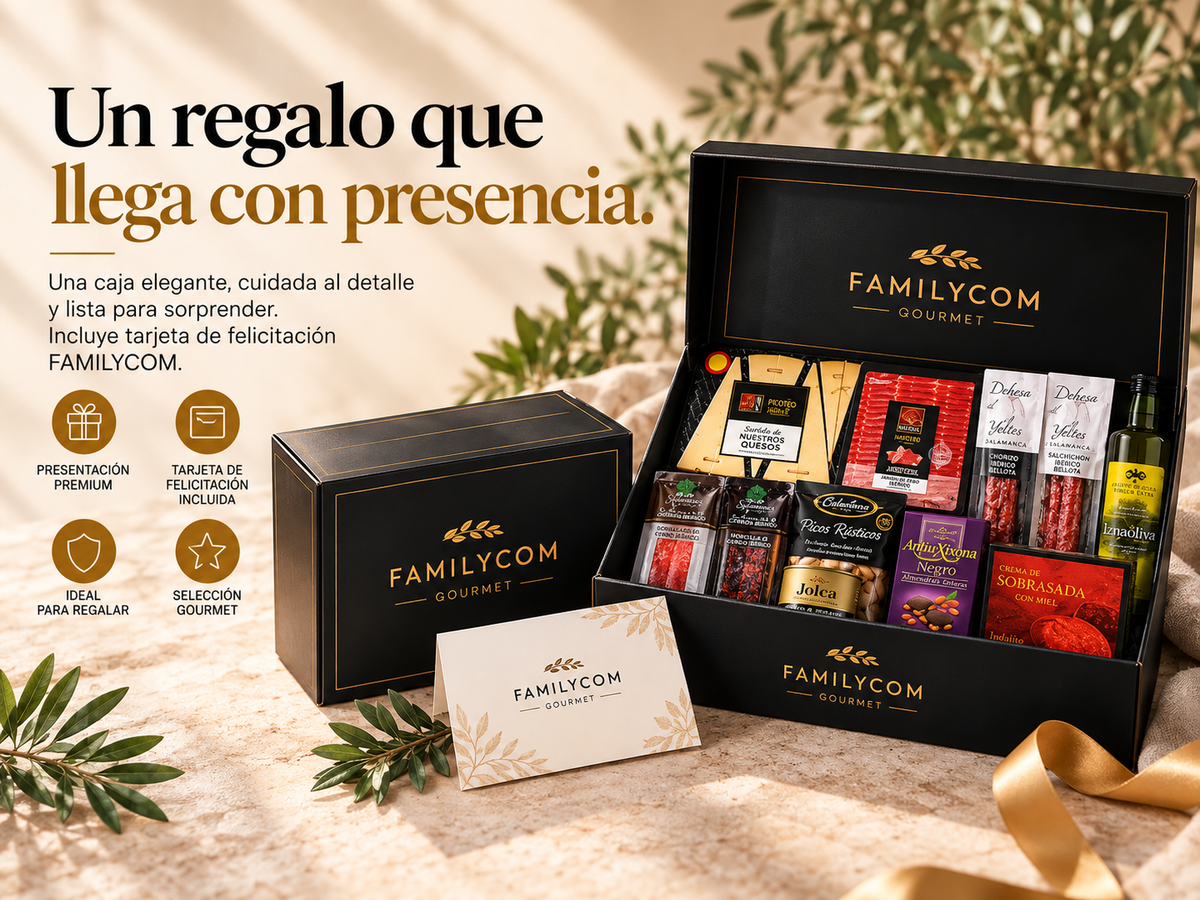 Cesta Gourmet para regalar - Lote gourmet con Ibéricos de regalo - Surtido de Bombones, chocolate, Embutidos, Aceite De Oliva Virgen - Regalos originales para El, Ella - Sin Alcohol