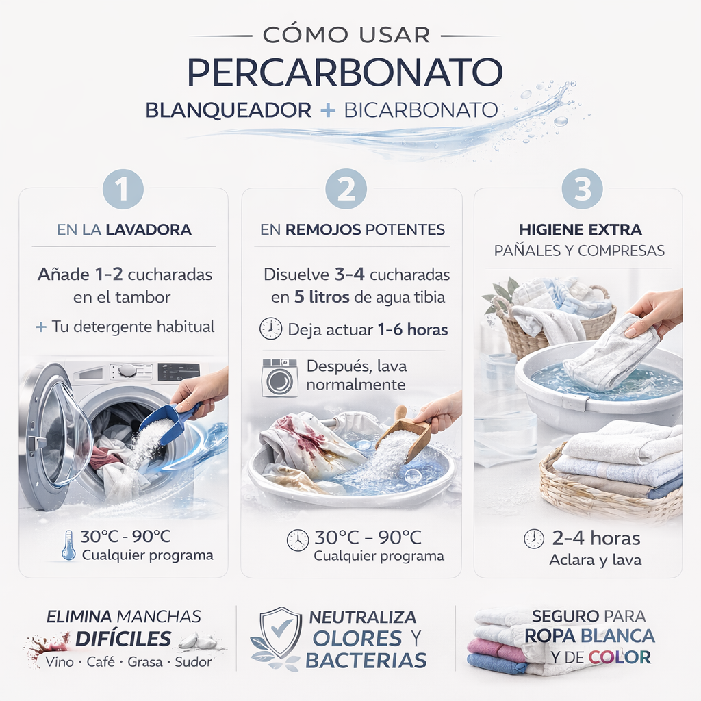 Percarbonato Blanqueador Diranzo 750g. 100% Puro, Quitamanchas, Higienizante.