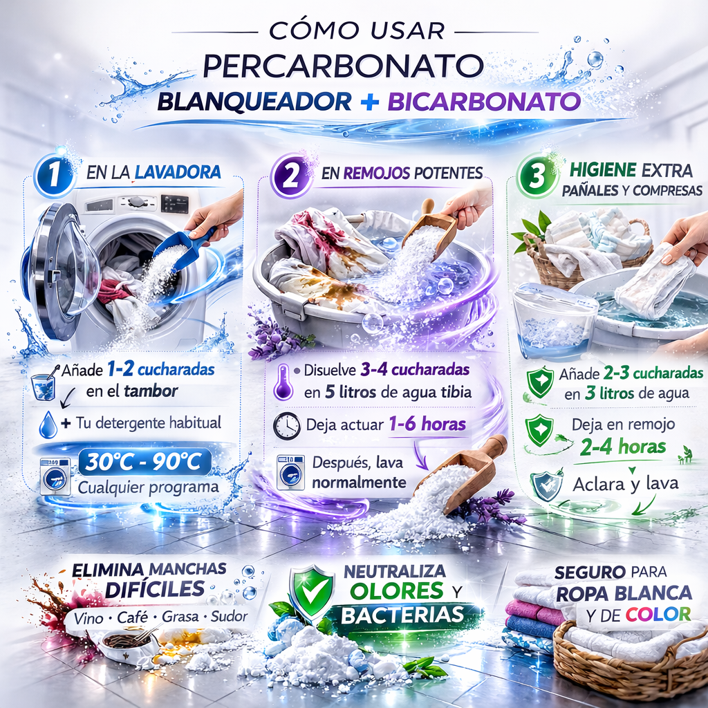 Percarbonato Blanqueador Diranzo 750g. 100% Puro, Quitamanchas, Higienizante.