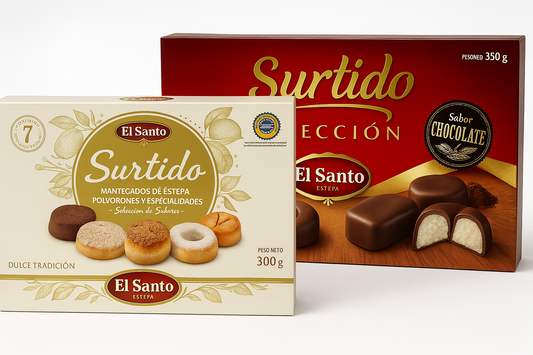 Mantecados y Polvorones El Santo, 2 Pack - 650 gr Surtido Selección de Chocolate y surtido Mantecados De Estepa.