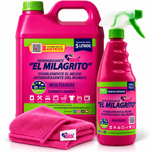 Pack Desengrasante el milagrito con trapo microfibra 5L + 750ml