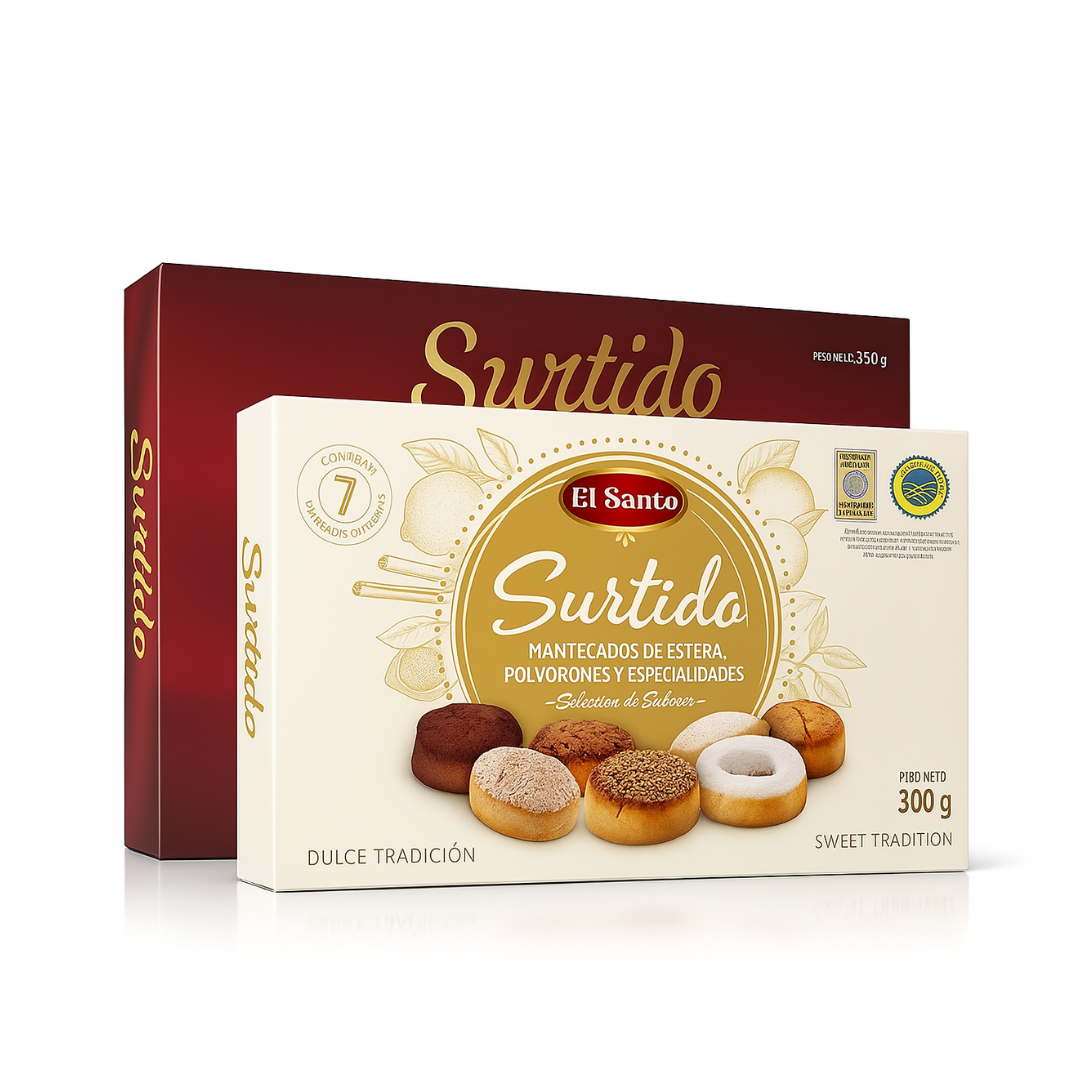 Mantecados y Polvorones El Santo, 2 Pack - 650 gr Surtido Selección de Chocolate y surtido Mantecados De Estepa.
