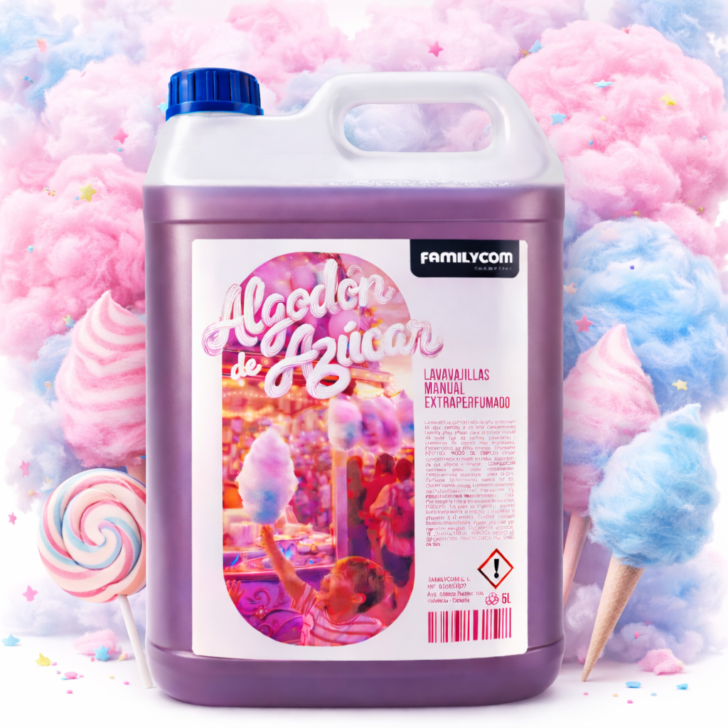 Lavavajillas a Mano 5L Algodón de Azúcar – Detergente Platos Ultra Espumoso, Desengrasante Potente, Perfume Intenso Duradero – Limpieza Profunda Cocina