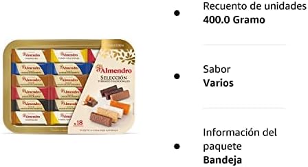 Bandeja con Selección de Turrones Tradicionales El Almendro, Turrón Tradicional con Miel y Almendras Seleccionadas, Receta Tradicional Desde 1880, 18 Turrones Envasados Individualmente, 400 Gramos